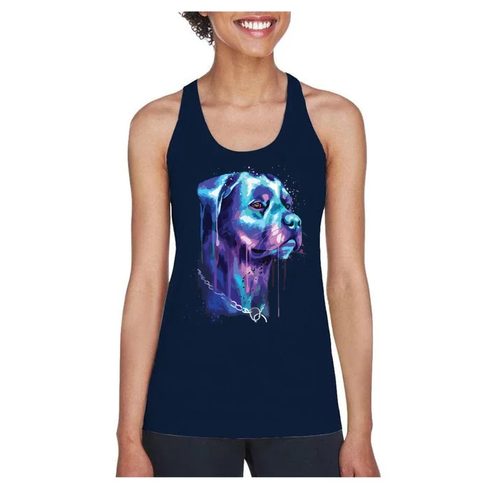 Bright Rottweiler Dog Watercolor Painting Women's Racerback Tank