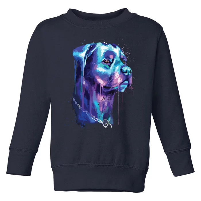 Bright Rottweiler Dog Watercolor Painting Toddler Sweatshirt