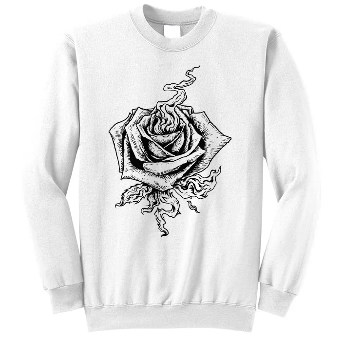 Black Rose Dark Aesthetic Soft Grunge Punk Goth Indie Fire Sweatshirt