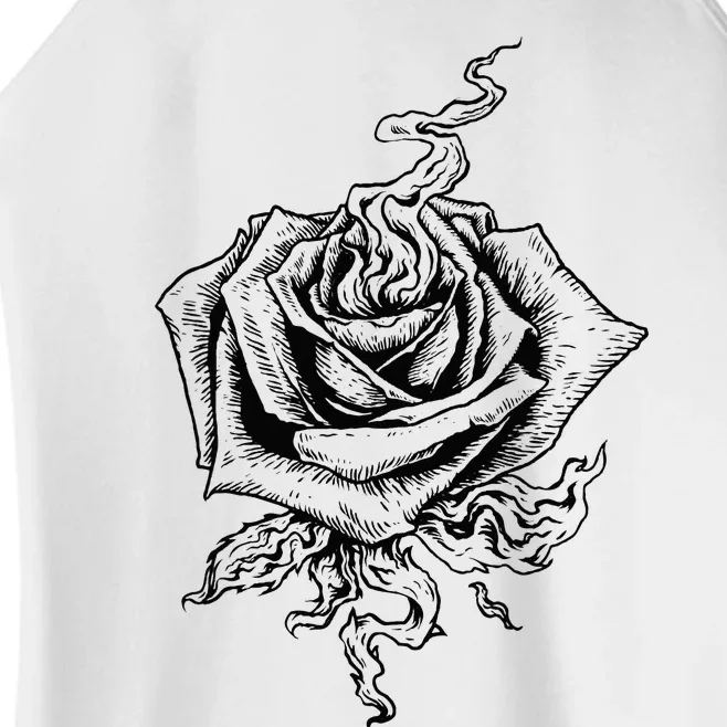 Black Rose Dark Aesthetic Soft Grunge Punk Goth Indie Fire Women’s Perfect Tri Rocker Tank