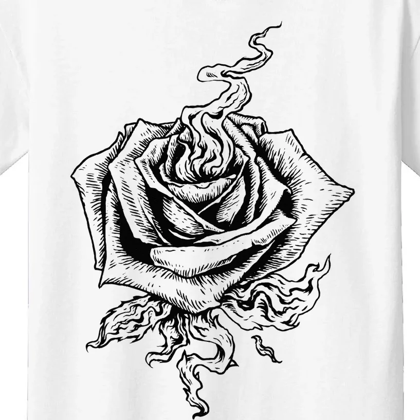 Black Rose Dark Aesthetic Soft Grunge Punk Goth Indie Fire Kids T-Shirt