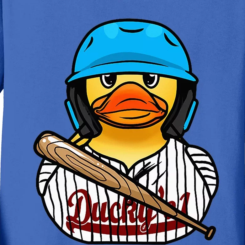 Baseball Rubber Duck Sporty Kids Long Sleeve Shirt