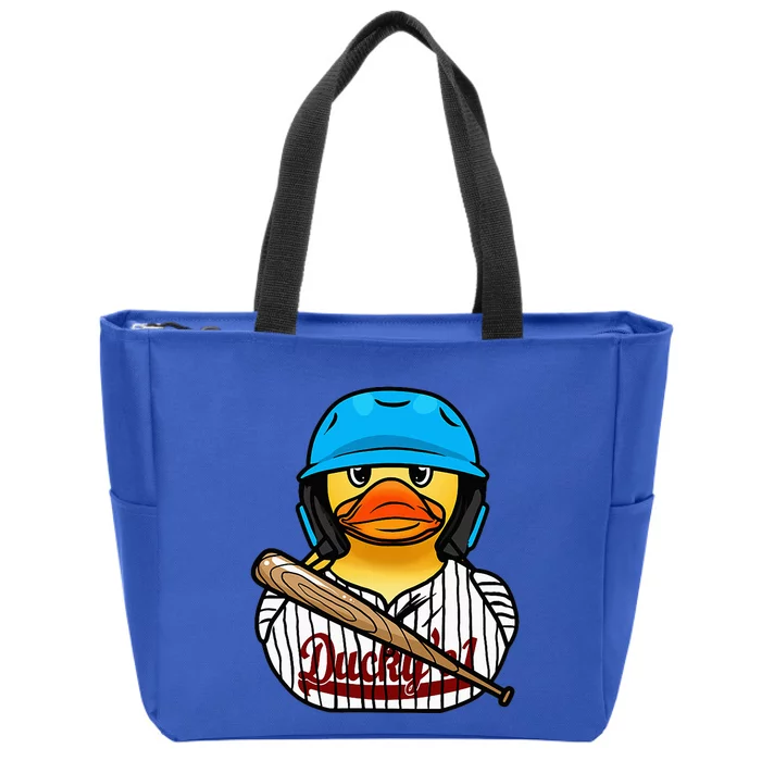 Baseball Rubber Duck Sporty Zip Tote Bag