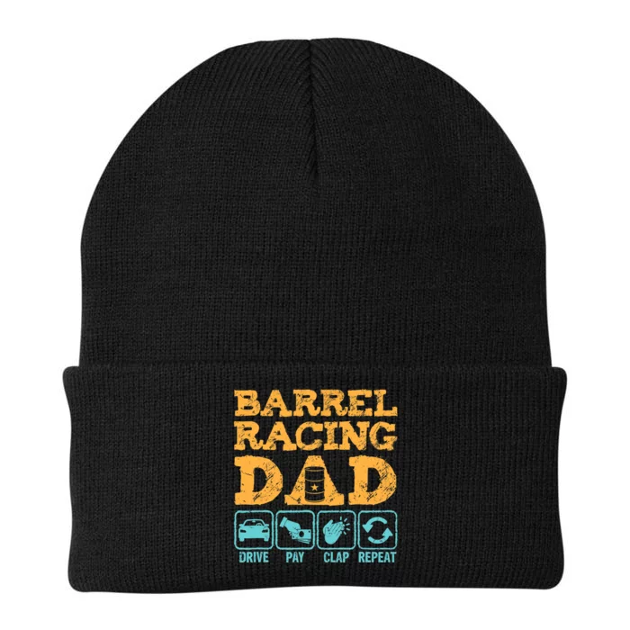 Barrel Racing Dad Drive Pay Clap Repeat Funny Rodeo Knit Cap Winter Beanie