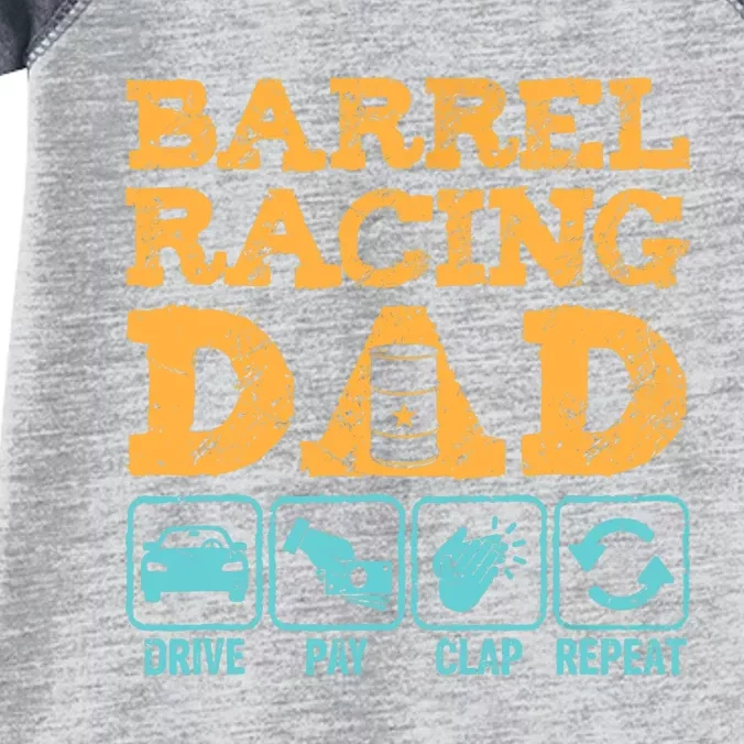 Barrel Racing Dad Drive Pay Clap Repeat Funny Rodeo Infant Baby Jersey Bodysuit