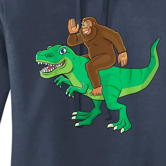 Bigfoot Riding Dinosaur T Rex Funny Sasquatch Lover Women's Pullover Hoodie