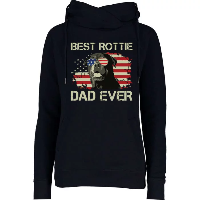 Best Rottie Dad Ever Rottweiler American Flag Gift Womens Funnel Neck Pullover Hood