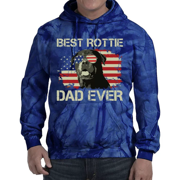 Best Rottie Dad Ever Rottweiler American Flag Gift Tie Dye Hoodie