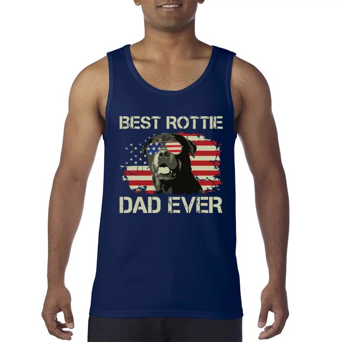 Best Rottie Dad Ever Rottweiler American Flag Gift Tank Top