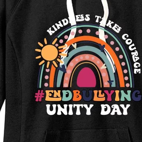 Boho Rainbow End Bullying Kindness Takes Courage Unity Day Funny Gift Women's Fleece Hoodie