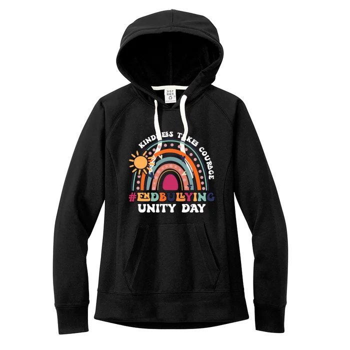 Boho Rainbow End Bullying Kindness Takes Courage Unity Day Funny Gift Women's Fleece Hoodie