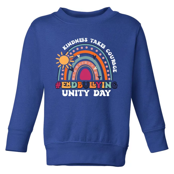 Boho Rainbow End Bullying Kindness Takes Courage Unity Day Funny Gift Toddler Sweatshirt