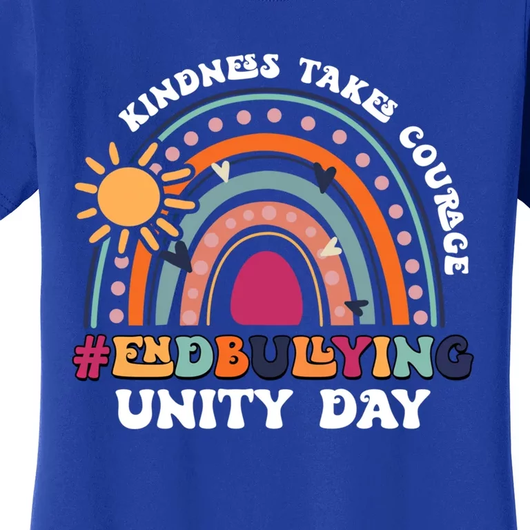 Boho Rainbow End Bullying Kindness Takes Courage Unity Day Funny Gift Women's T-Shirt