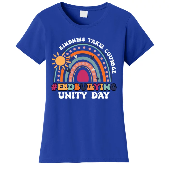 Boho Rainbow End Bullying Kindness Takes Courage Unity Day Funny Gift Women's T-Shirt