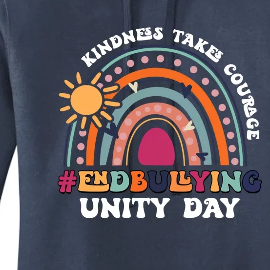 Boho Rainbow End Bullying Kindness Takes Courage Unity Day Funny Gift Women's Pullover Hoodie