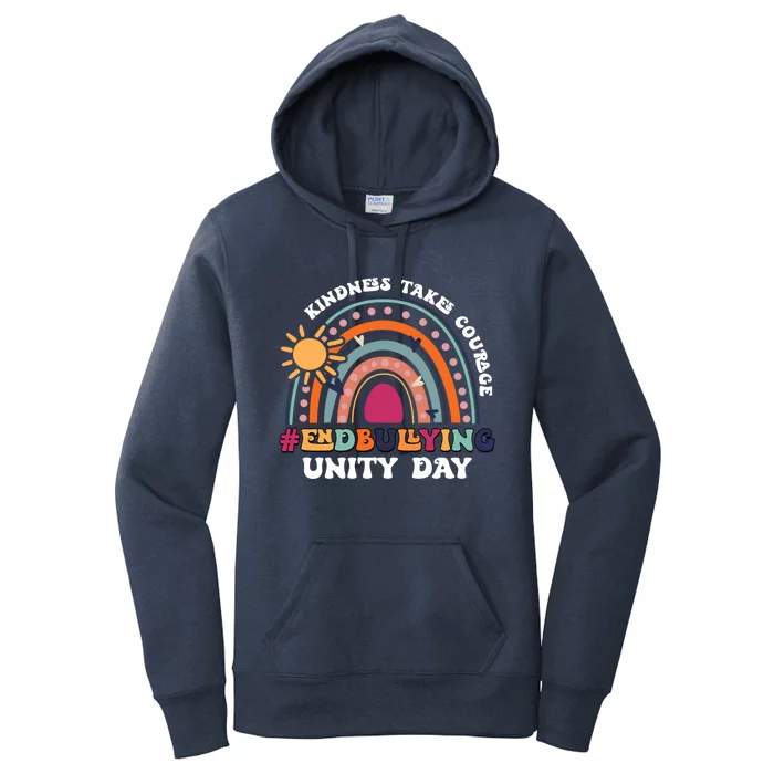 Boho Rainbow End Bullying Kindness Takes Courage Unity Day Funny Gift Women's Pullover Hoodie