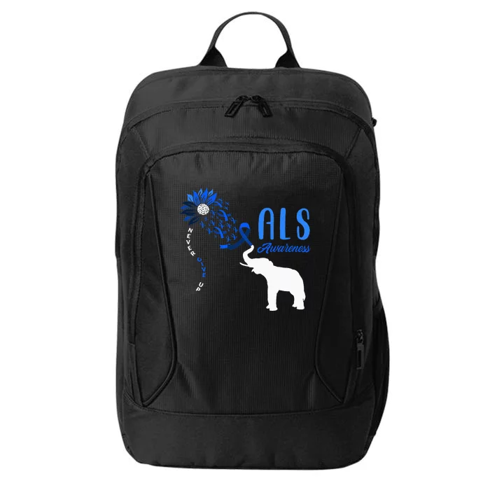 Blue Ribbon Elephant ALS Warrior Support ALS Awareness City Backpack