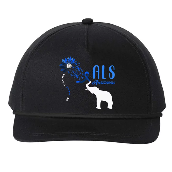 Blue Ribbon Elephant ALS Warrior Support ALS Awareness Snapback Five-Panel Rope Hat