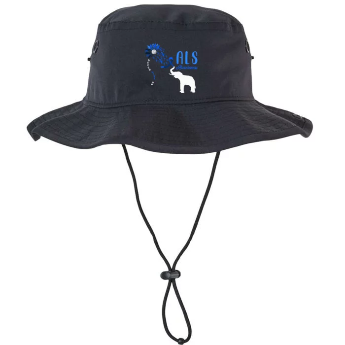 Blue Ribbon Elephant ALS Warrior Support ALS Awareness Legacy Cool Fit Booney Bucket Hat