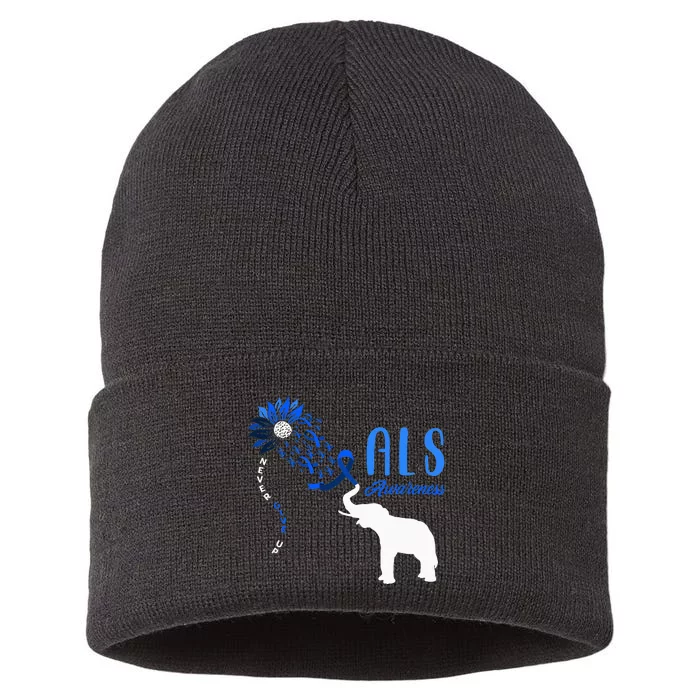 Blue Ribbon Elephant ALS Warrior Support ALS Awareness Sustainable Knit Beanie