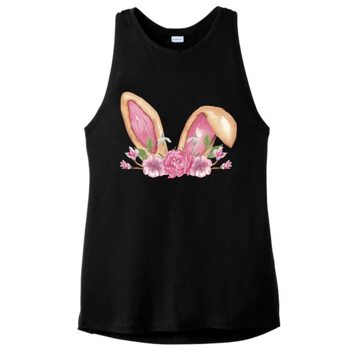 Bunny Rabbit Ears Cute Illustration Easter Ladies Tri-Blend Wicking Tank