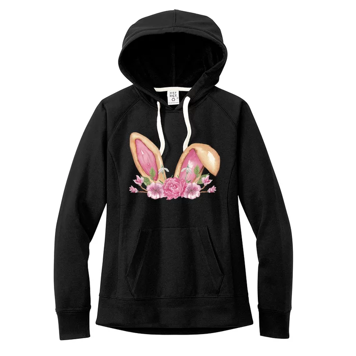 Bunny Rabbit Ears Cute Illustration Easter Women's Fleece Hoodie