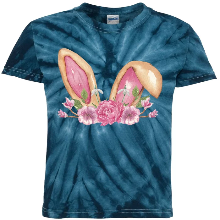 Bunny Rabbit Ears Cute Illustration Easter Kids Tie-Dye T-Shirt