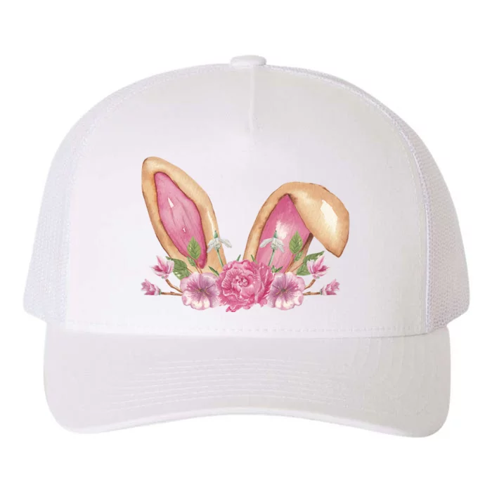 Bunny Rabbit Ears Cute Illustration Easter Yupoong Adult 5-Panel Trucker Hat