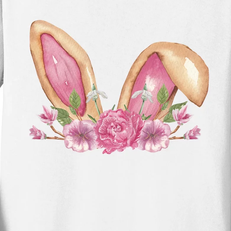 Bunny Rabbit Ears Cute Illustration Easter Kids Long Sleeve Shirt