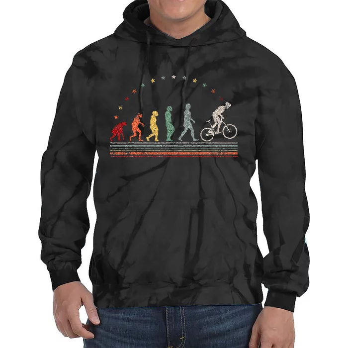 Bicycle Riding Evolution Retro Road Bike Hobby Cycling Tie Dye Hoodie