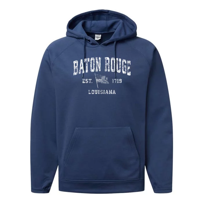 Baton Rouge Est 1719 Louisiana Performance Fleece Hoodie