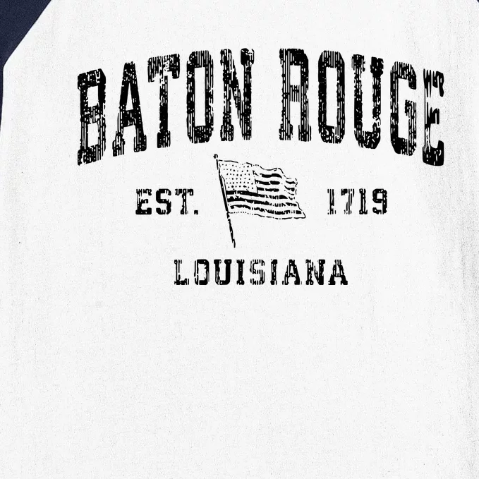 Baton Rouge Est 1719 Louisiana Baseball Sleeve Shirt