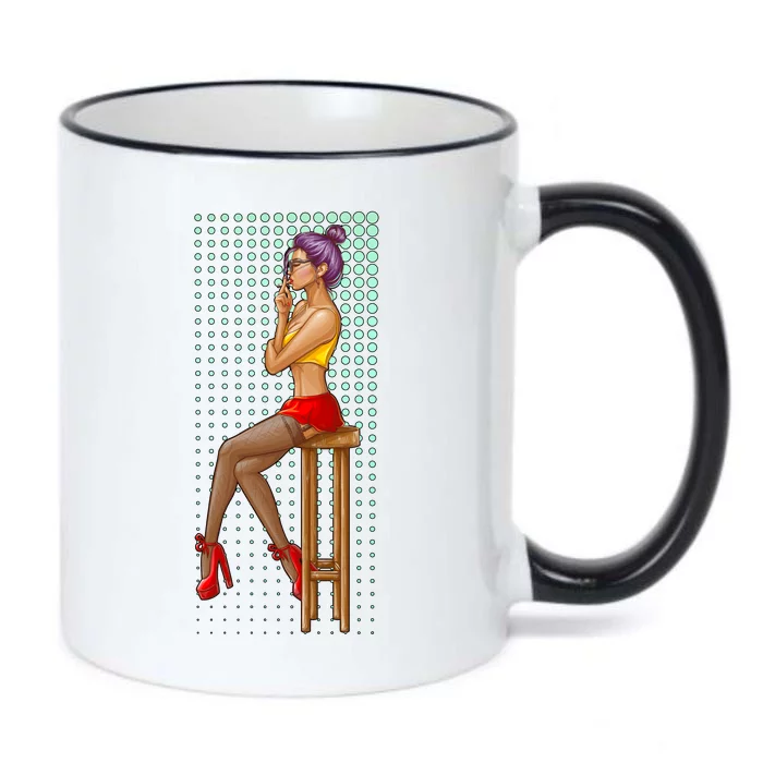 Break Girl Smoking Red Heels Black Color Changing Mug