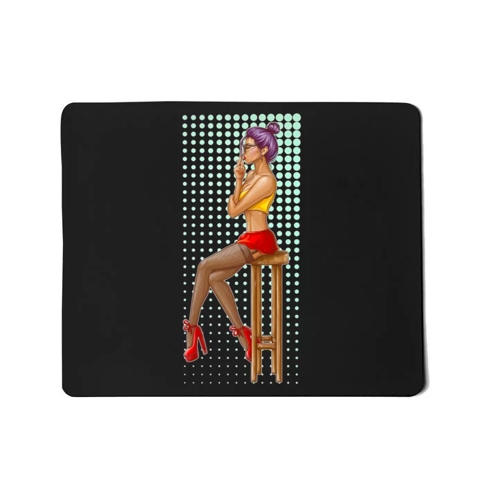 Break Girl Smoking Red Heels Mousepad