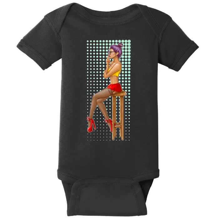 Break Girl Smoking Red Heels Baby Bodysuit