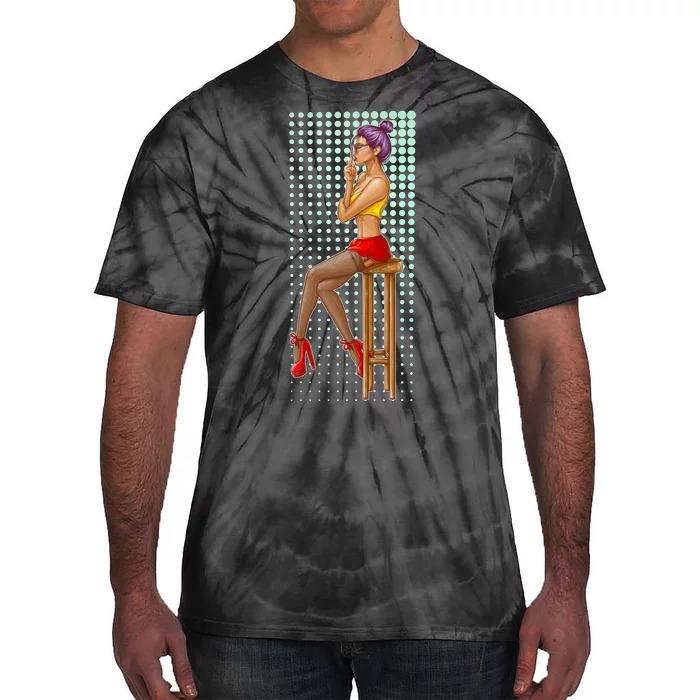 Break Girl Smoking Red Heels Tie-Dye T-Shirt