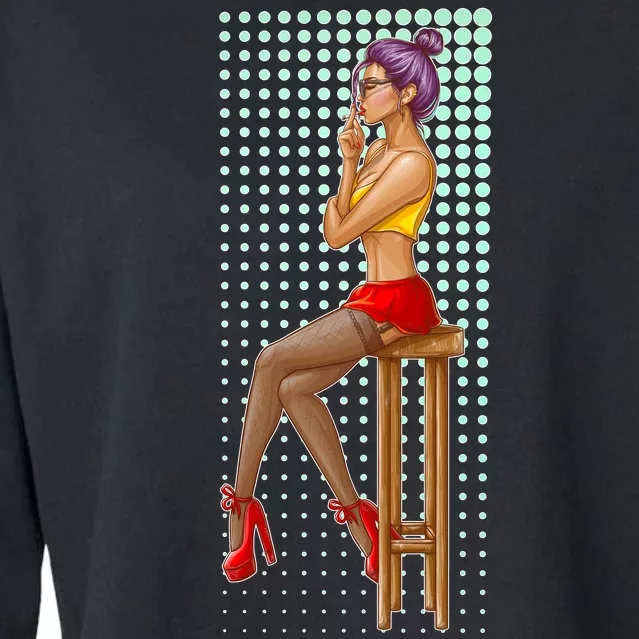 Break Girl Smoking Red Heels Cropped Pullover Crew