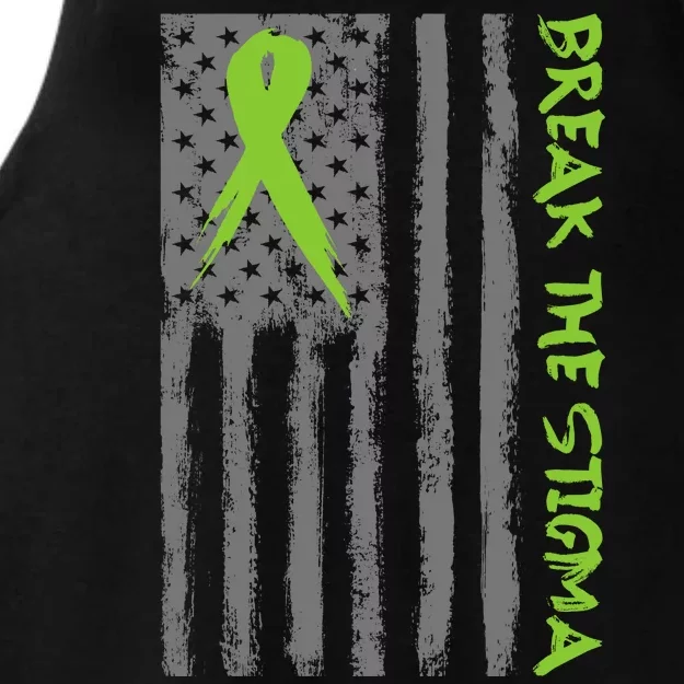 Break The Stigma Ribbon Flag Mental Heath Ladies Tri-Blend Wicking Tank