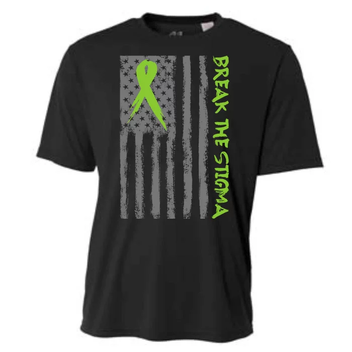 Break The Stigma Ribbon Flag Mental Heath Cooling Performance Crew T-Shirt