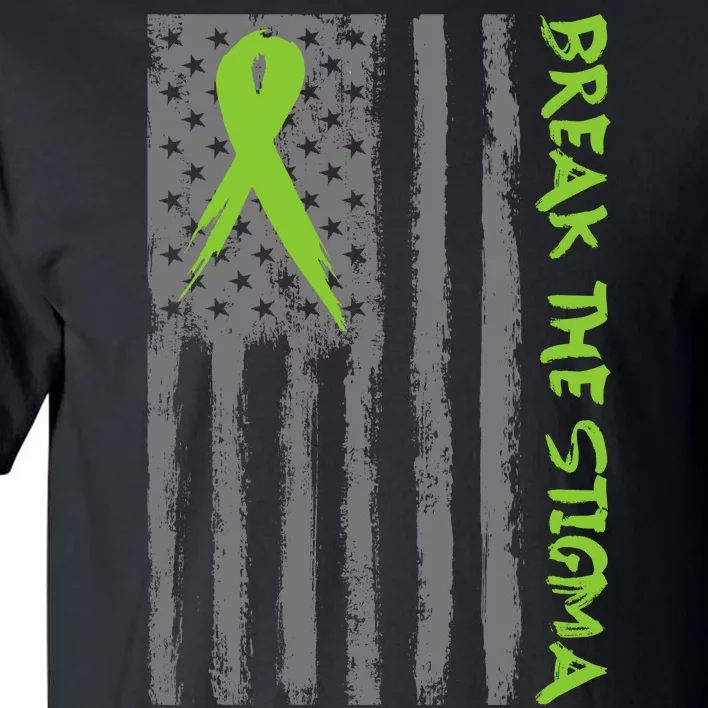 Break The Stigma Ribbon Flag Mental Heath Tall T-Shirt