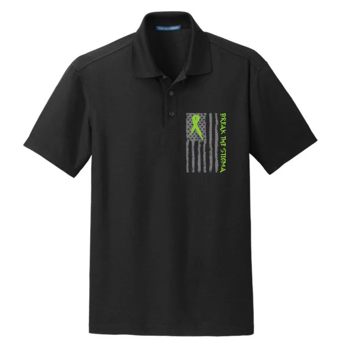 Break The Stigma Ribbon Flag Mental Heath Dry Zone Grid Performance Polo