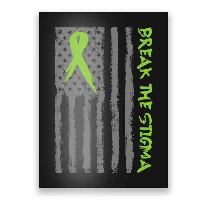 Break The Stigma Ribbon Flag Mental Heath Poster