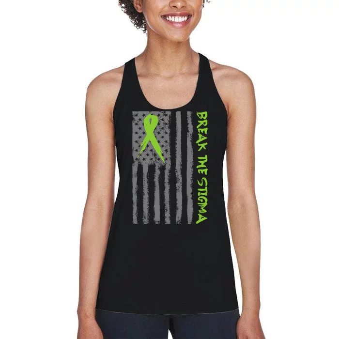 Break The Stigma Ribbon Flag Mental Heath Women's Racerback Tank