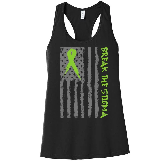 Break The Stigma Ribbon Flag Mental Heath Women's Racerback Tank