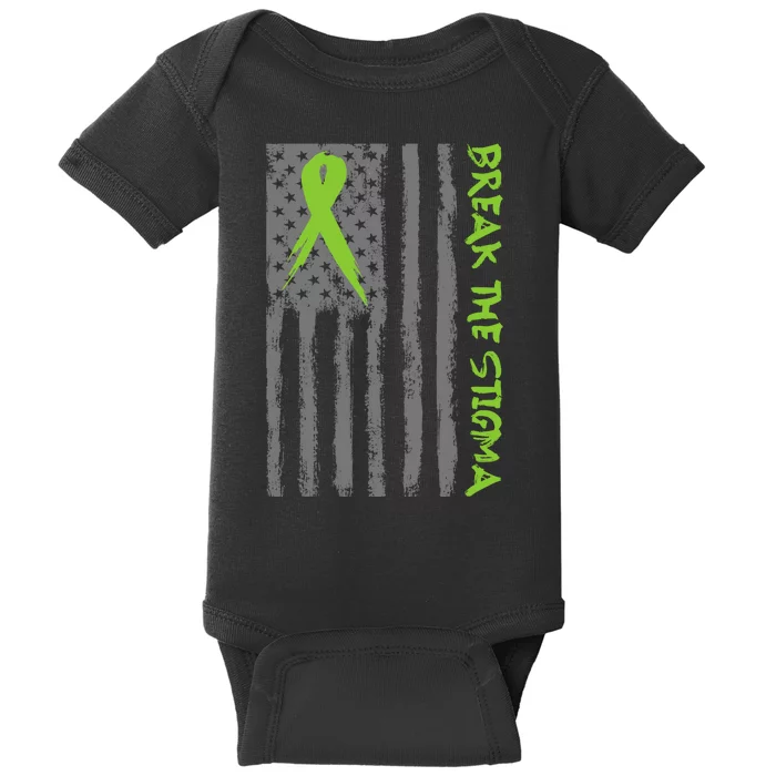 Break The Stigma Ribbon Flag Mental Heath Baby Bodysuit