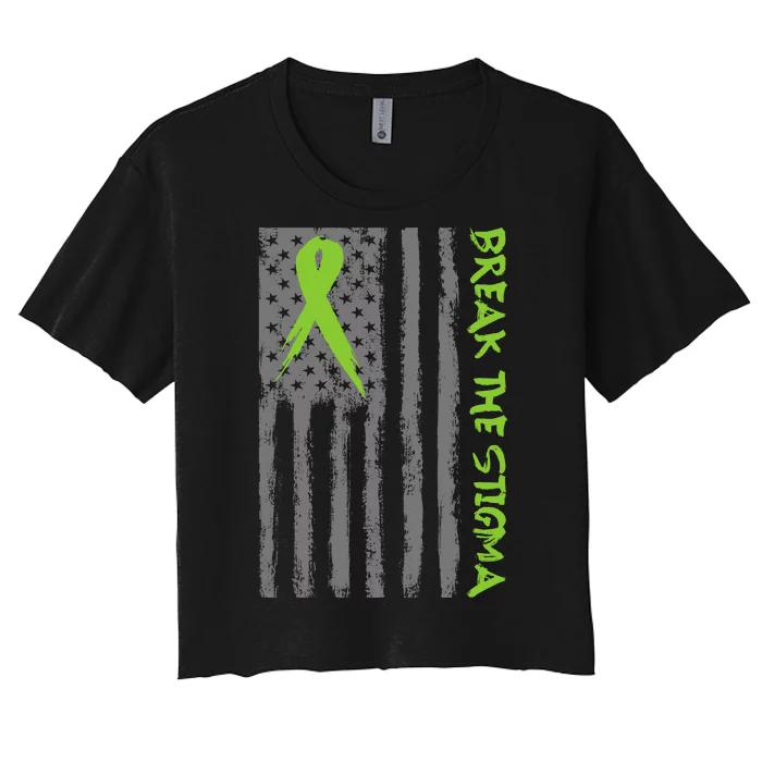 Break The Stigma Ribbon Flag Mental Heath Women's Crop Top Tee