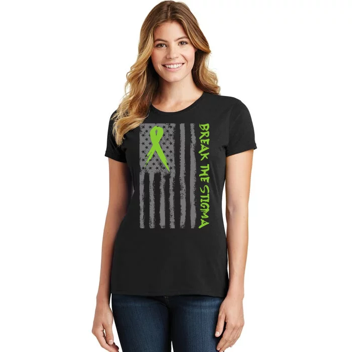 Break The Stigma Ribbon Flag Mental Heath Women's T-Shirt