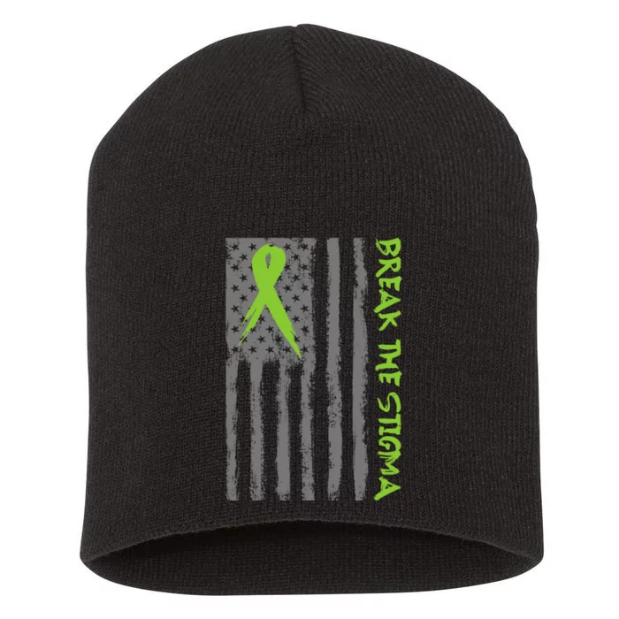 Break The Stigma Ribbon Flag Mental Heath Short Acrylic Beanie