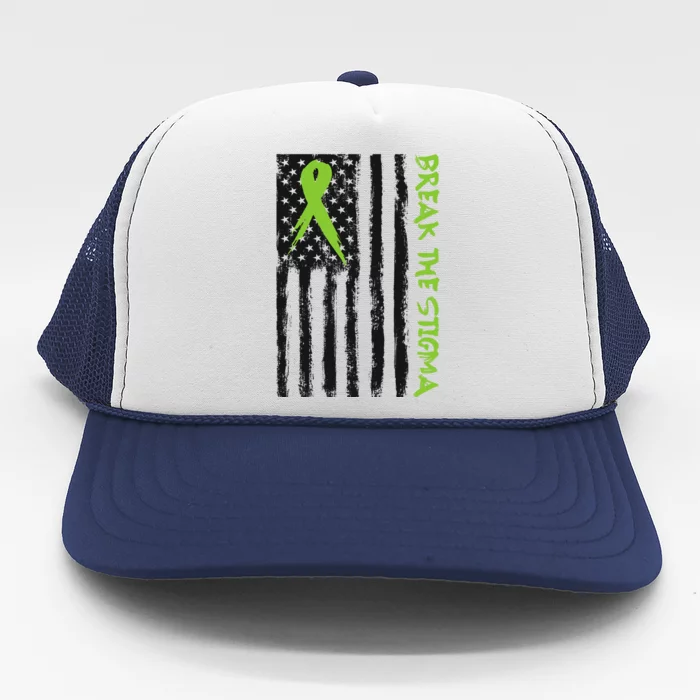 Break The Stigma Ribbon Flag Mental Heath Trucker Hat