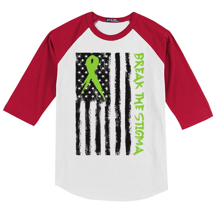 Break The Stigma Ribbon Flag Mental Heath Kids Colorblock Raglan Jersey